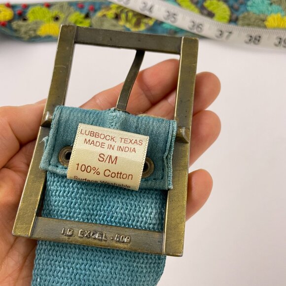 Boho Floral Embroidered Canvas Belt Size S/M - Picture 3 of 9